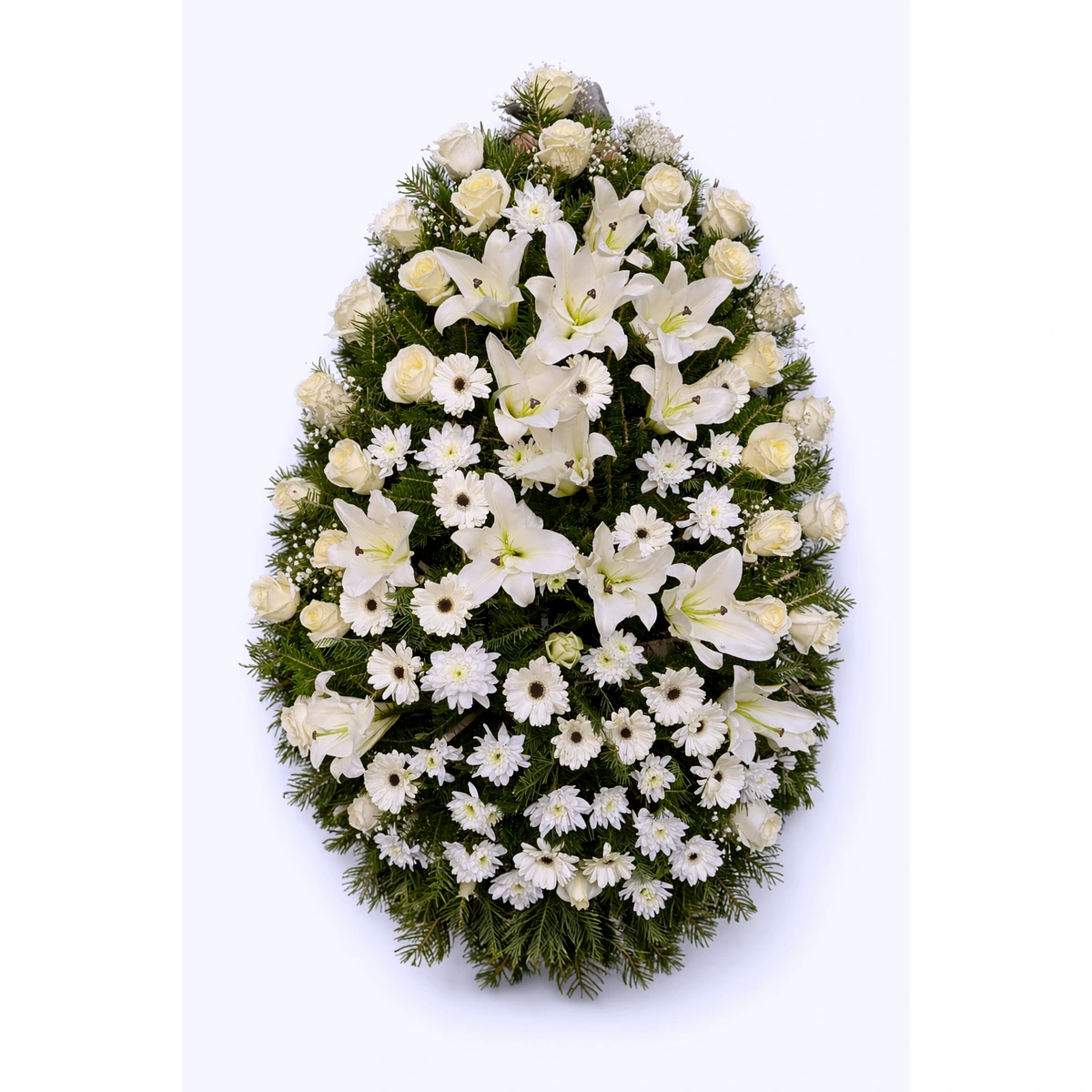 Coroană Funerară C21 Trandafiri, crini si gerbera