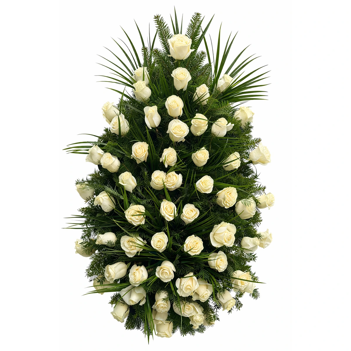 Coroana funerara trandafiri albi